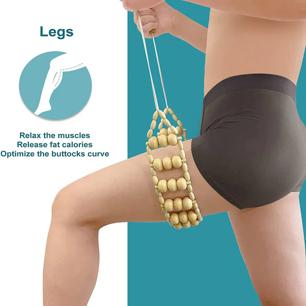 Wooden Therapy Cellulite Massage Roller Handmade Back Massager Brown