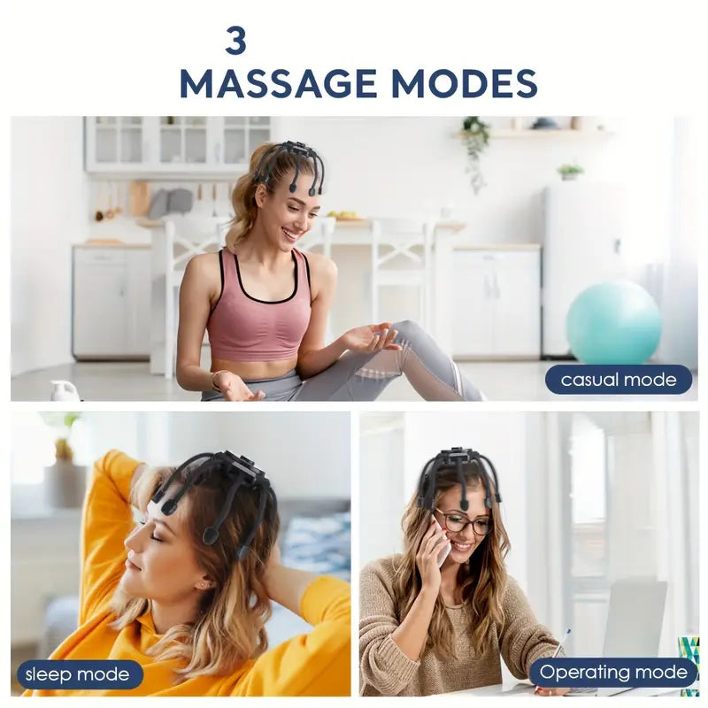 Rechargeable 8-Finger Scalp Massager - Black
